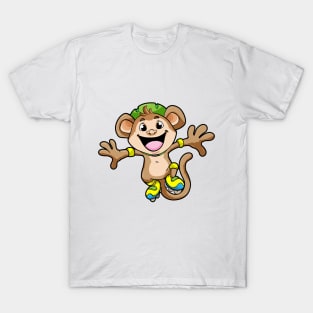 Monkey as Inline Skater with Inline Skates and Helmet T-Shirt